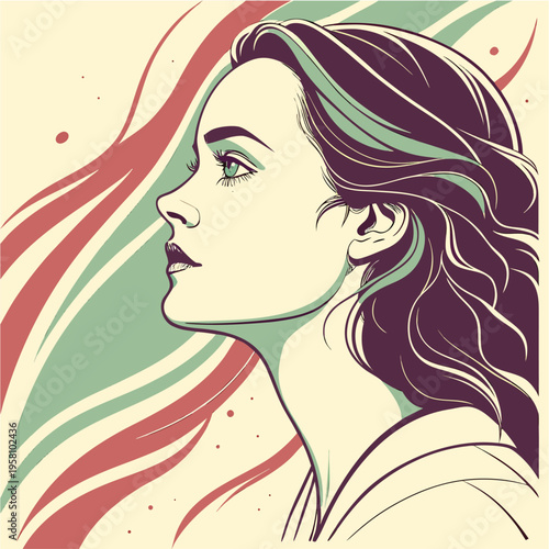 Elegant woman portrait with long hair and stylish makeup