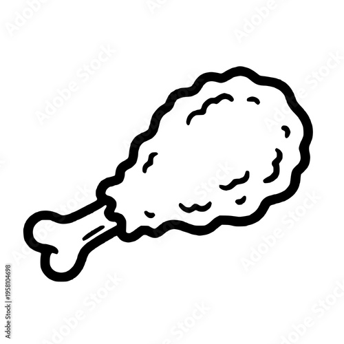 Chicken Leg Drumstick Hand Drawn Doodle Icon - Vector Illustration