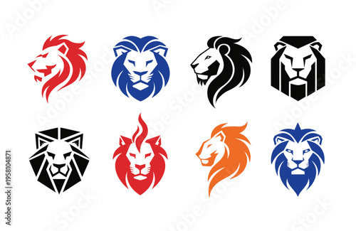            Lion head logo icon vector illustration.
