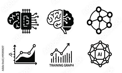 Artificial Intelligence Technology Icons Set.