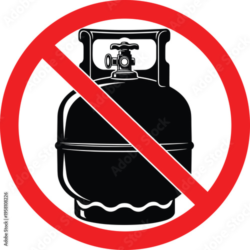 Gas cylinder prohibition sign flammable material restriction icon for industrial safety and hazard