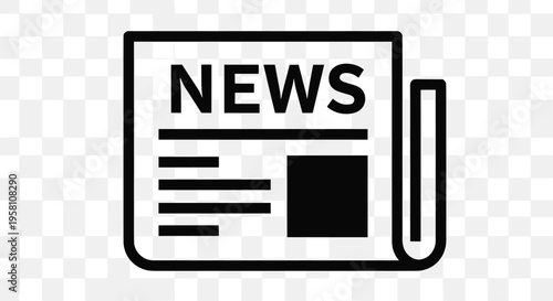 Daily news newspaper icon outline style illustration for media information concept on background