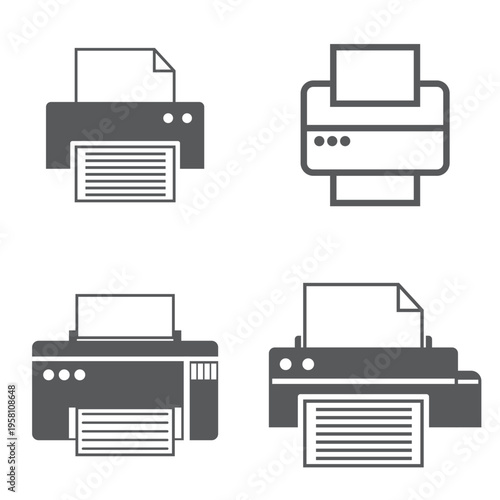 printer icon set vector illustration of printing machine