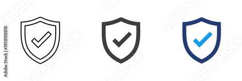 Shield check mark icon or security shield protection icon with tick.