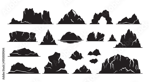 icebergs silhouette illustration collection set