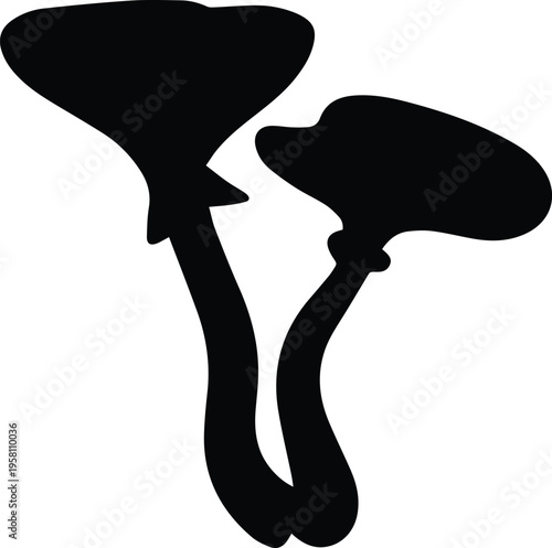 Minimalist black dried fungus mushroom silhouette vector icon