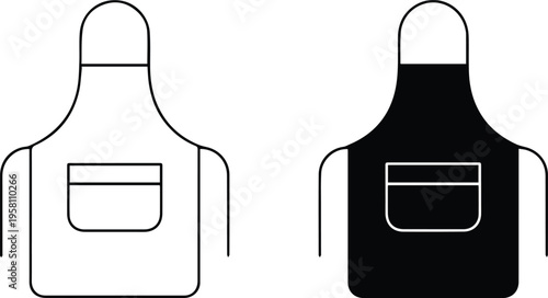 Minimalist black apron silhouette cooking kitchen uniform vector icon