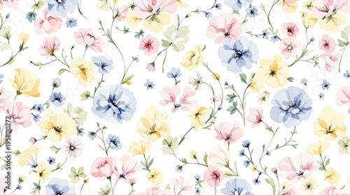Dreamy watercolor floral border embracing a luminous background for elegant stationery