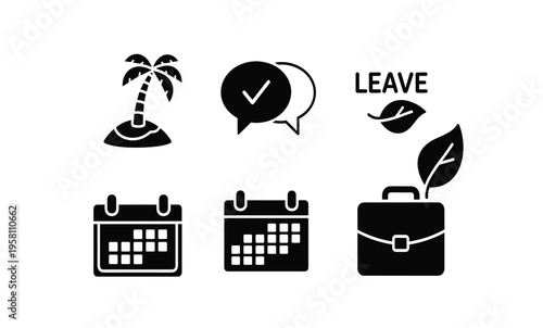 Black icons for vacation leave.