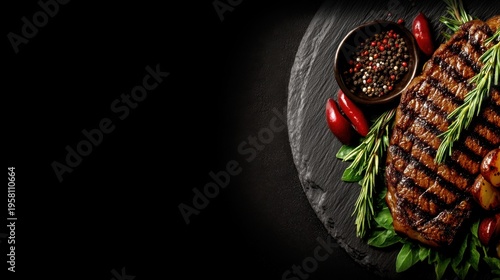 Grilled steak feast rustic kitchen food photography cozy atmosphere close-up view culinary delight
