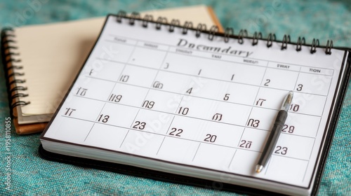 Organizing your schedule december calendar planning home office photo close-up productivity insights