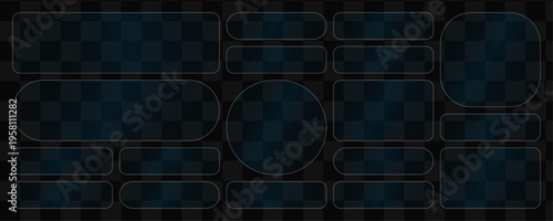 Set of 13 dark blue checkered label shapes vector