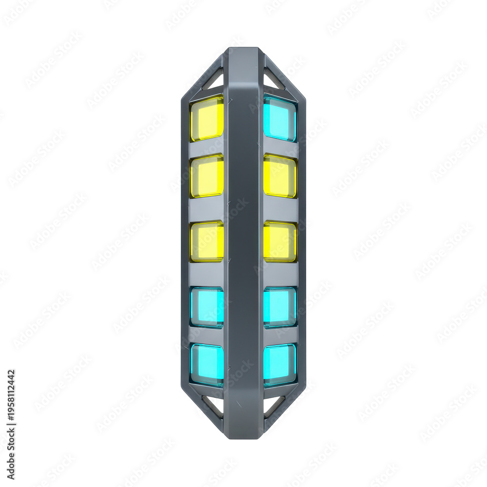 Obraz premium Futuristic Sci-Fi Device with Glowing Blue and Yellow Lights