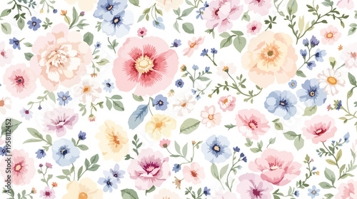 A gentle floral design featuring watercolor roses and leaves framing a blank background for personalized content