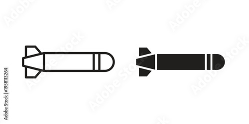 Torpedo icons. Black and White Vector Icons. can be used web and mobile