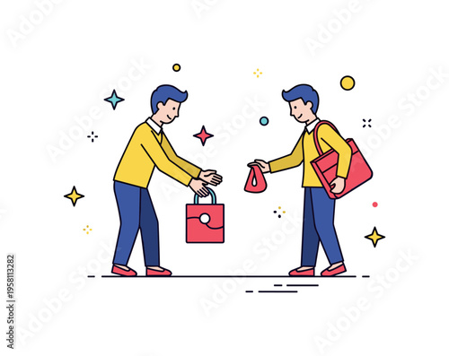 Civility and everyday kindness a friendly gesture of helping someone pick up a dropped item while small star icons highlight compassion and courteous behavior.