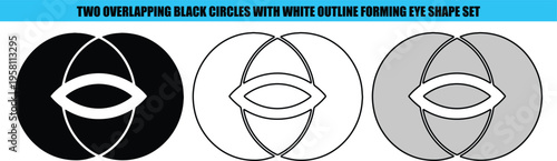 Three eye shapes black white gray symbol