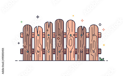 Weathered wooden fence rustic fence planks with slightly uneven edges suggesting age and outdoor exposure while small decorative specks emphasize texture. Calm