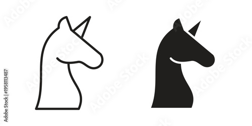 Unicorn icons. Black and White Vector Icons. can be used web and mobile