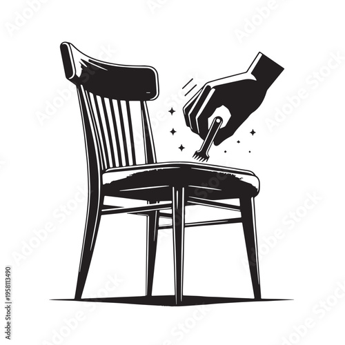 Black Repairing chair  Silhouette Vector, High Quality Illustration on White Background