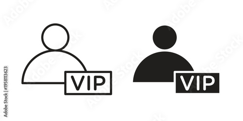 VIP person icons. Black and White Vector Icons. can be used web and mobile