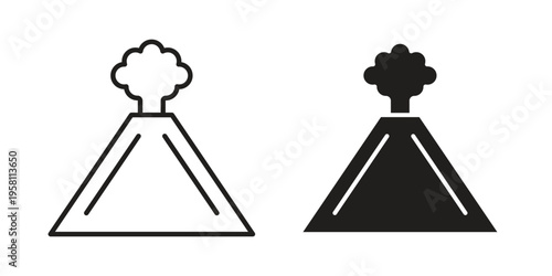 Volcano icons. Black and White Vector Icons. can be used web and mobile