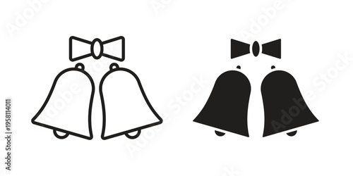 Wedding Bells icons. Black and White Vector Icons. can be used web and mobile