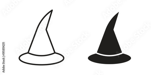 Witch hat icons. Black and White Vector Icons. can be used web and mobile