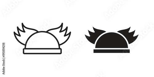 Winged viking helmet icons. Black and White Vector Icons. can be used web and mobile