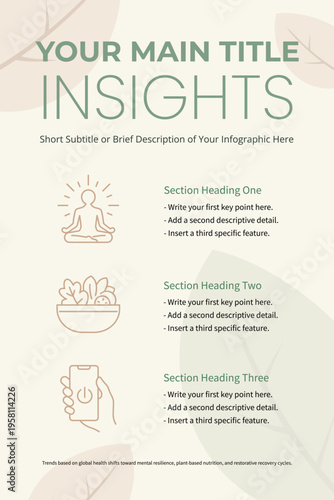 Holistic Wellness Infographic. Clean and professional layout for health and lifestyle projects. The fonts used are Montserrat, Poppins, Source Sans Variable, and Open Sans.