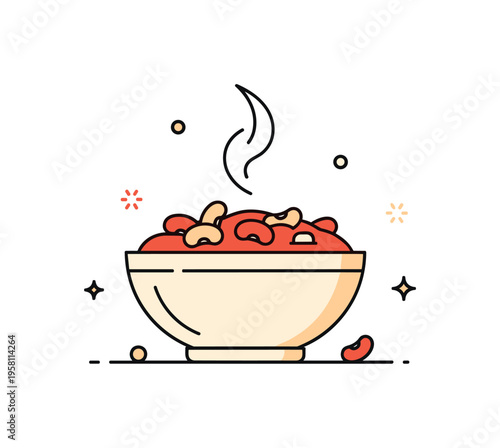 Chili in a bowl hearty comfort food with a simple bowl filled with chili topped by beans and a small swirl of steam rising above. The cozy composition reflects