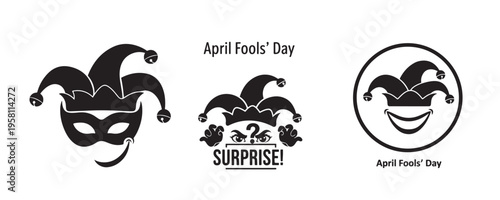 April fools day silhouette prankster jester masks