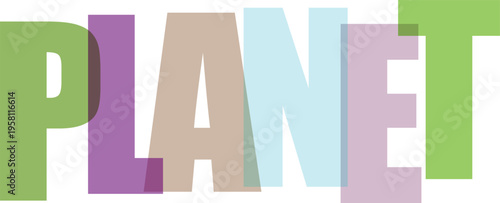 Green 3d text effect of the word planet with blocky letters