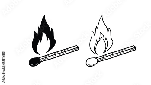 Two depictions of a lit match one as a dark silhouette