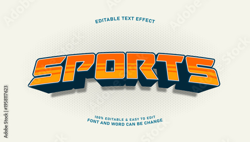Editable 3D Sports Text Effect with Modern Orange Gradient Style
