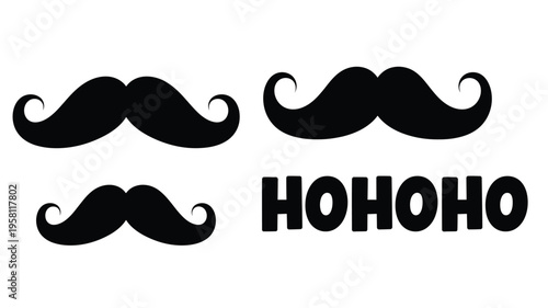 Two distinct mustache shapes and text a bold graphic silhouette