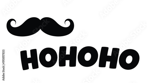 Black mustache and festive text in a bold graphic silhouette
