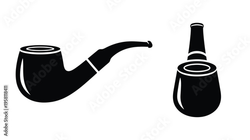 Two black vases with distinct shapes presented as a silhouette