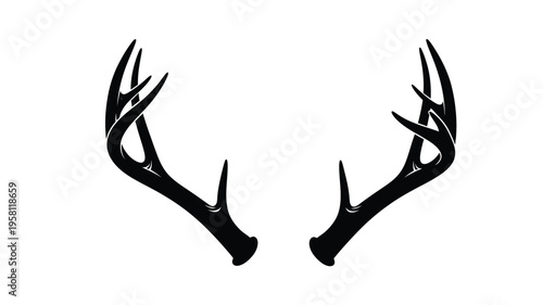 Dramatic black antlers against white a striking animal form silhouette