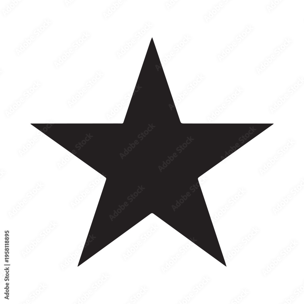 Obraz premium Black Five-Pointed Star Silhouette Isolated on White Background Graphic Element Clean Design Minimalist Style