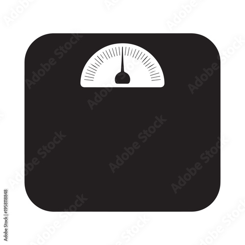 Bathroom Scale Displaying Weight Measurement with Pointer on Dial Minimalist Flat Design