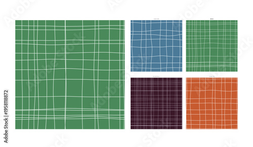 Batik Wax Resist Hand Drawn Grid Design Moss Edition - Continuous Arrangement Suitable for Upholstery Curtain and Tablecloth Print Displaying Iron Freehand Stroke Variation and Textural Depth