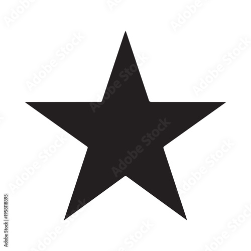 Black Five-Pointed Star Silhouette Isolated on White Background Graphic Element Clean Design Minimalist Style