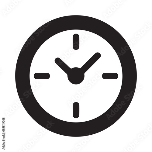 Clock Face Icon Simple Design Time Measurement Graphic Element Minimalist Style