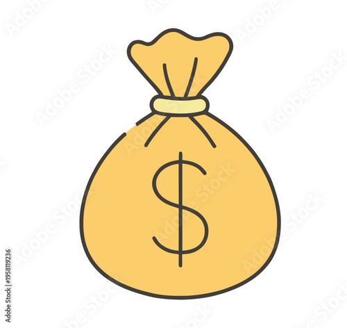 Yellow money bag with a dollar symbol on it