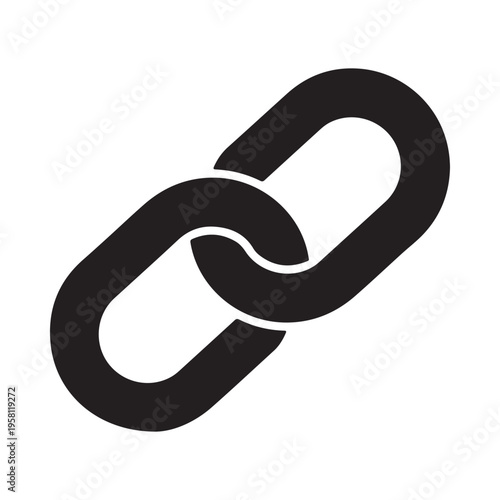 Interlocking Chain Links Symbol Connection Concept Monochromatic Vector Graphic Design