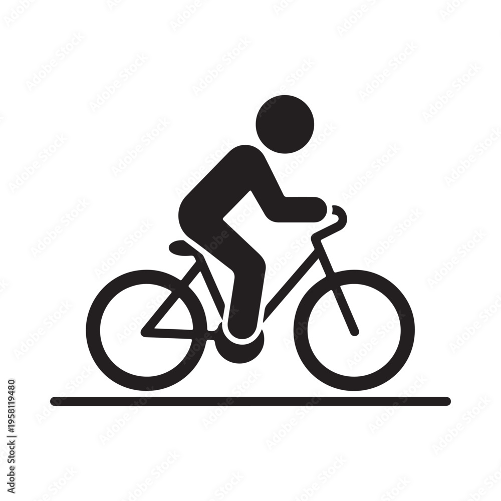 Obraz premium Person Cycling Icon on White Background Simple Silhouette Clean Vector Graphic for Sports