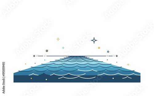 Endless sea horizon open ocean stretching toward the sky while subtle wave patterns emphasize the vast distance. Visual metaphor of exploration, freedom, and