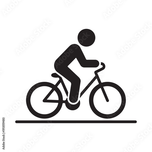 Person Cycling Icon on White Background Simple Silhouette Clean Vector Graphic for Sports