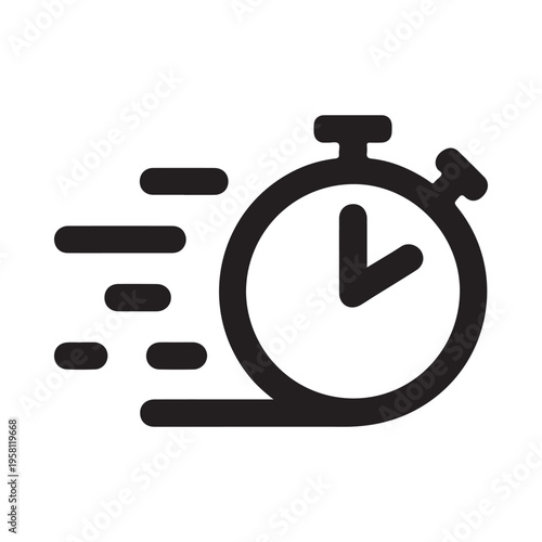 Stopwatch Icon Motion Blur Speed Concept Minimalist Design Simple Flat Vector Graphic